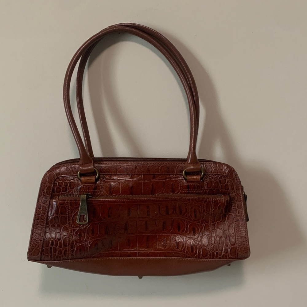 Franco Sarto Brown Crocodile-Embossed Shoulder Bag